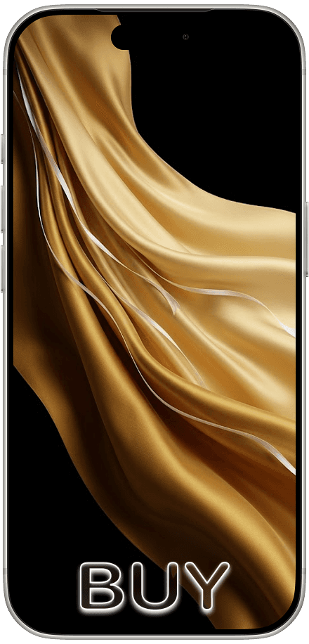 Χρυσή μεταξένια ταπετσαρία σε οθόνη iPhone, με την ένδειξη Αγορά